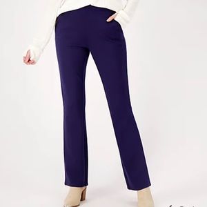 Denim & Co 4X/Plus Navy Blue pointe lightly bootcut pull on pants
